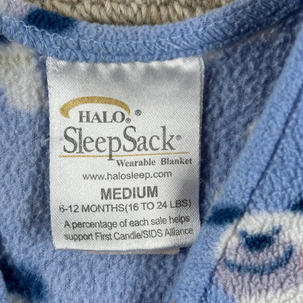 Halo SleepSacks Set of 2 Wearable Blankets Kids Medium 6-12 Months Blue Fleece - Picture 5 of 16